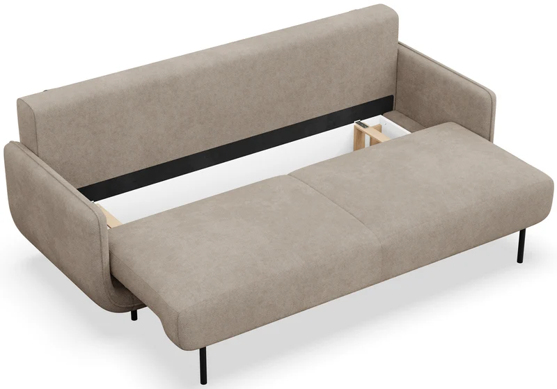 Ausziehbare Dreisitzer-Couch Ovals in Beige, Flechtoptik