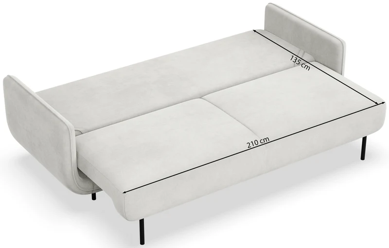 Dreisitziges ausklappbares Sofa Ovals in Hellgrau mit Flechtmuster