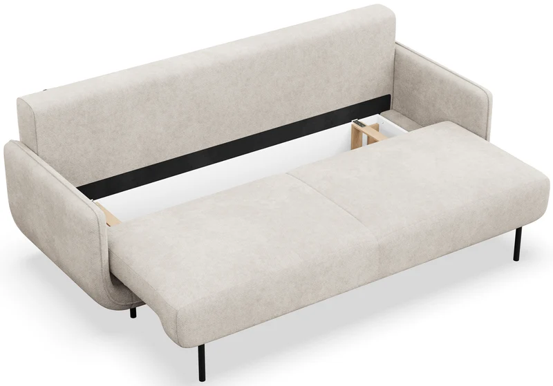 Dreisitziges ausklappbares Sofa Ovals in hellbeigem Flechtmuster