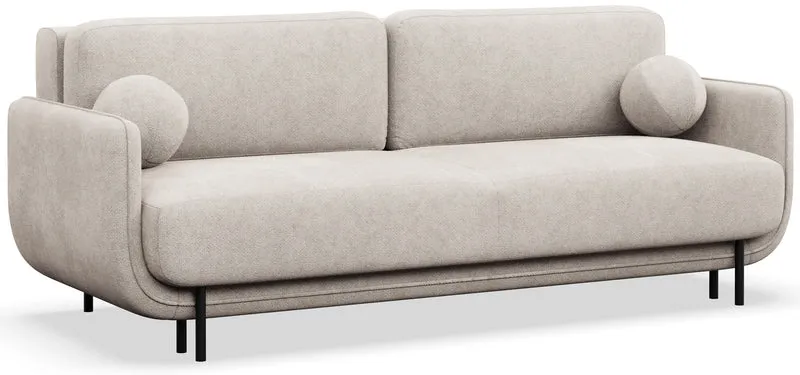Dreisitziges ausklappbares Sofa Ovals in hellbeigem Flechtmuster