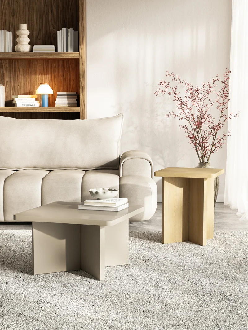 Quadratischer Couchtisch Qubeo 60 cm Kaschmir