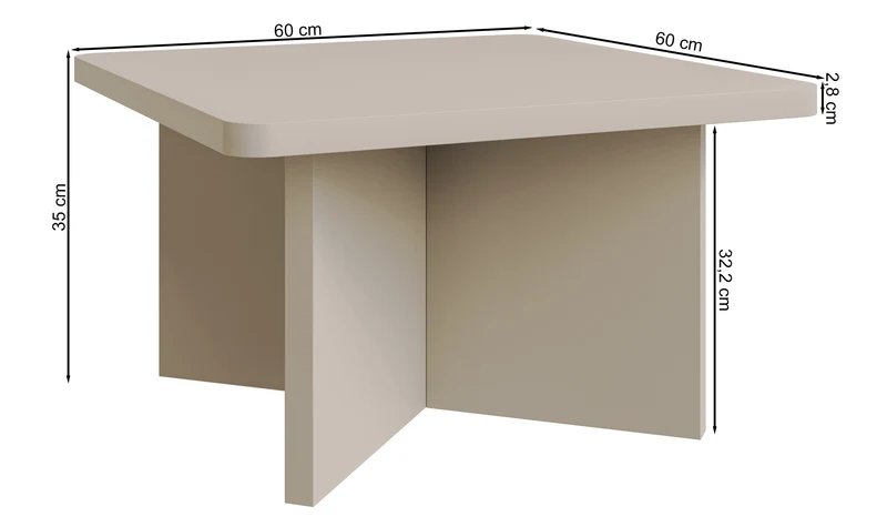 Quadratischer Couchtisch Qubeo 60 cm Esche Prestige Bronze