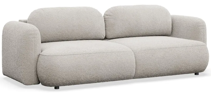 Dreisitziges ausklappbares Sofa Tvoya in hellem Beige Bouclé
