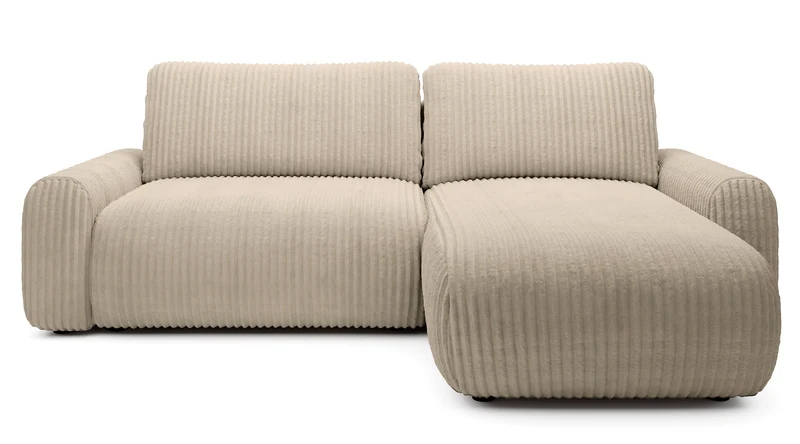 Ecksofa mit Schlaffunktion Lelu, L-förmig, universell, mit Stauraum, beige Cordstoff
