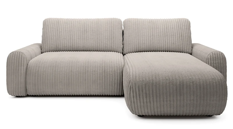 Ecksofa mit Schlaffunktion Lelu, L-förmig, universell, mit Stauraum, grau-beiger Cordstoff