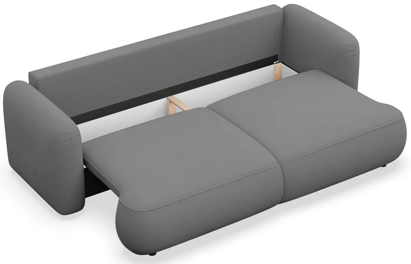 Dreisitziges ausklappbares Sofa Tvoya in grauem Chenille