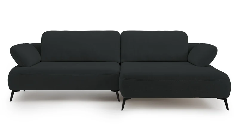 Ecksofa mit Schlaffunktion Avolla, L-förmig, rechtsseitig, mit Stauraum, graphitfarben, hydrophobes Chenille