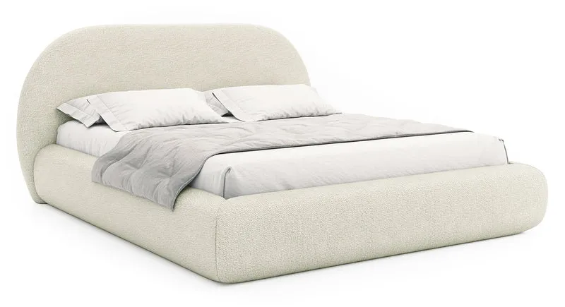 Polsterbett 160x200 cm Buvio cremefarbenes Bouclé