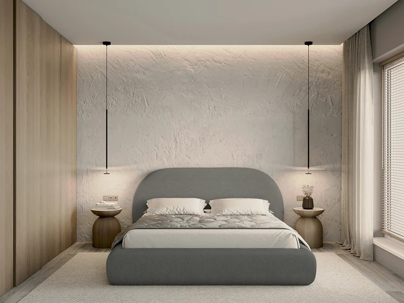 Gepolstertes Bett 140x200 cm Buvio grau Bouclé