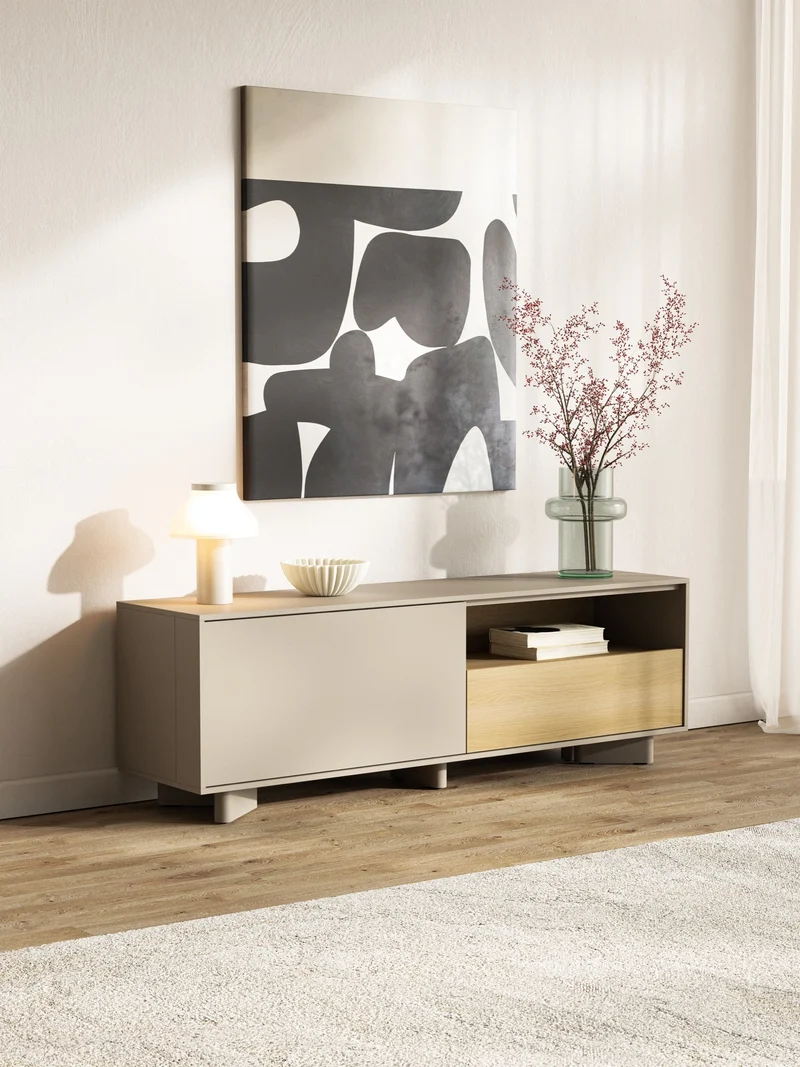 TV-Schrank Distria mit Schublade 140 cm Kaschmir/Vicenza-Eiche