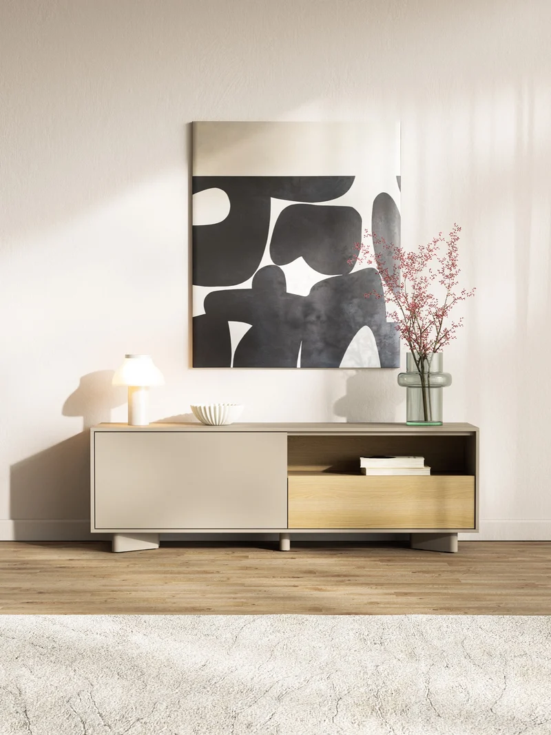 TV-Schrank Distria mit Schublade 140 cm Kaschmir/Vicenza-Eiche