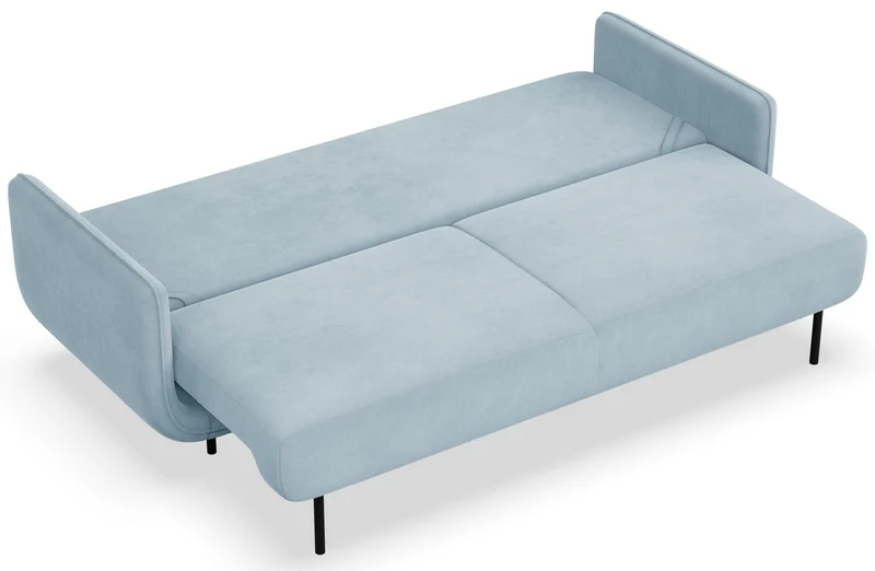 Dreisitziges ausklappbares Sofa Ovals, hellblauer Samt