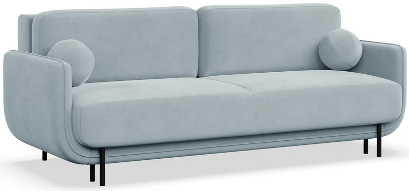 Dreisitziges ausklappbares Sofa Ovals, hellblauer Samt