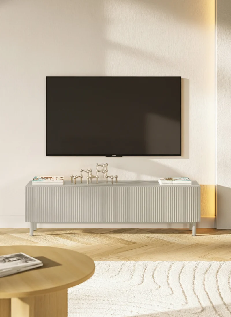 TV-Schrank Veldio New mit gefräster Front 175 cm grau-beige