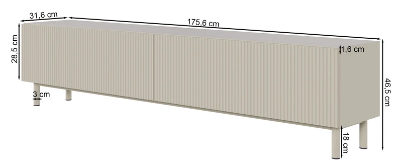 TV-Schrank Veldio New mit gefräster Front 175 cm grau-beige