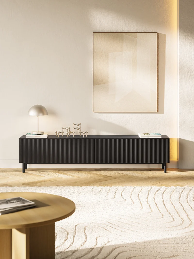 TV-Schrank Veldio New mit gefräster Front 175 cm grau-beige