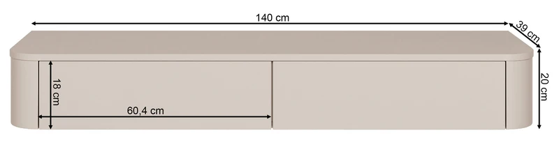 Hängender TV-Schrank Luvio Slim 140 cm Kaschmir