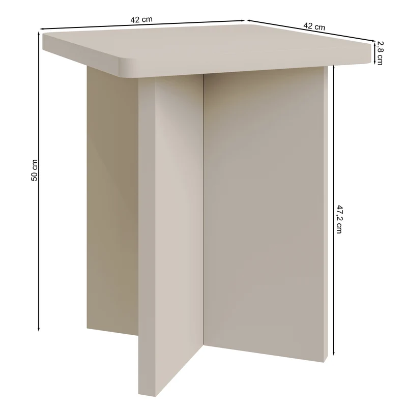 Quadratischer Couchtisch Qubeo 42 cm Kaschmir