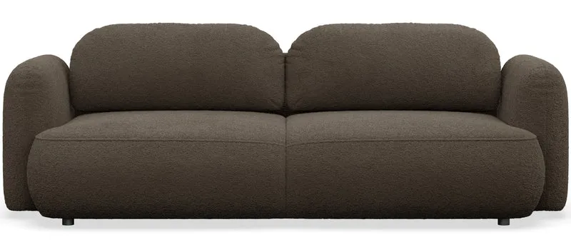 Dreisitziges ausklappbares Sofa Tvoya in braunem Bouclé