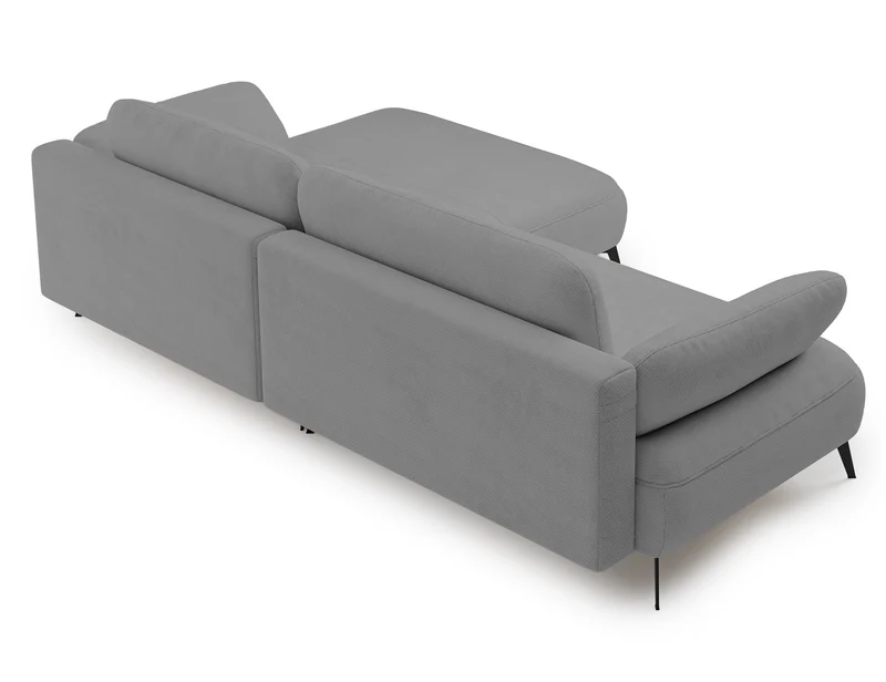 Ecksofa mit Schlaffunktion Avolla, L-förmig, rechtsseitig, mit Stauraum, grauer hydrophober Chenille-Stoff