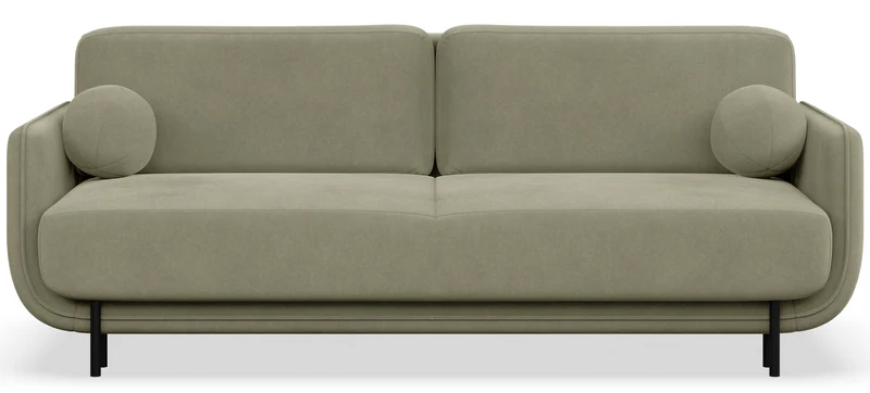 Drei-Sitzer-Schlafsofa Ovals aus salbeigrünem Samtvelours