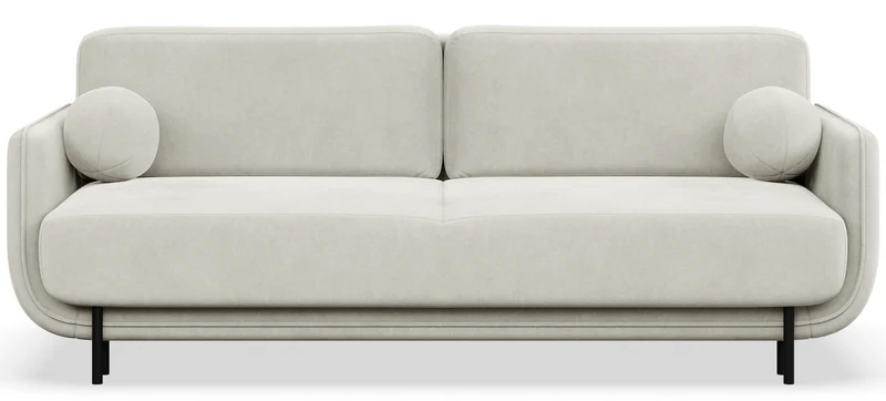 Drei-Sitzer-Schlafsofa Ovals, cremefarbener Samt