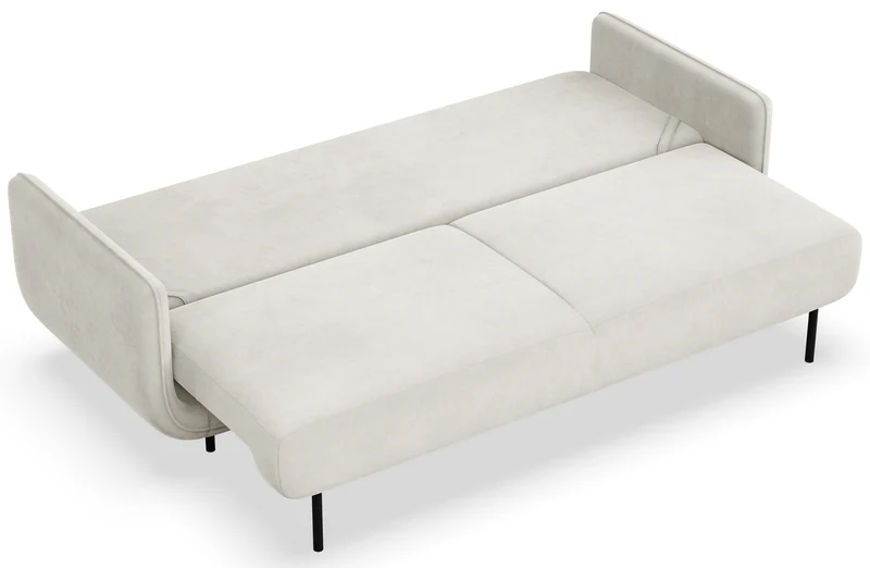 Drei-Sitzer-Schlafsofa Ovals, cremefarbener Samt