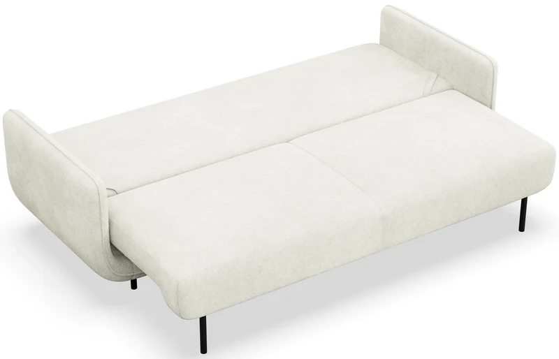 Dreisitziges ausklappbares Sofa Ovals in Creme mit Flechtoptik