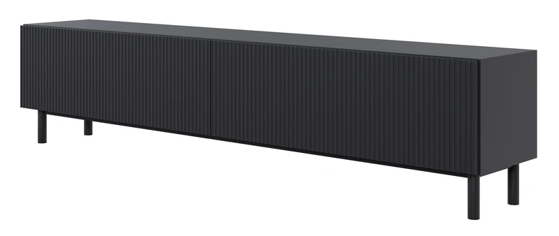 TV-Schrank Veldio New mit gefräster Front, 175 cm, schwarz