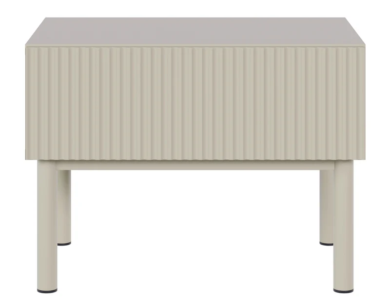 Nachttisch Veldio New mit gefräster Front und Schublade 50 cm grau-beige