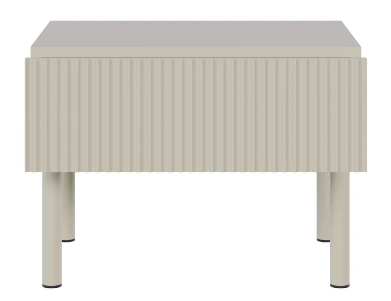 Nachttisch Veldio New mit gefräster Front und Schublade 50 cm grau-beige
