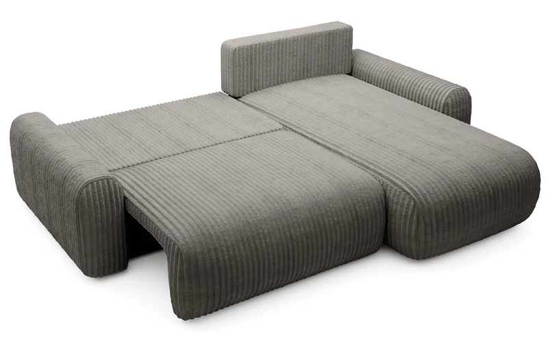 Ecksofa mit Schlaffunktion Lelu, universell L-förmig, mit Stauraum, dunkelbeige Cord