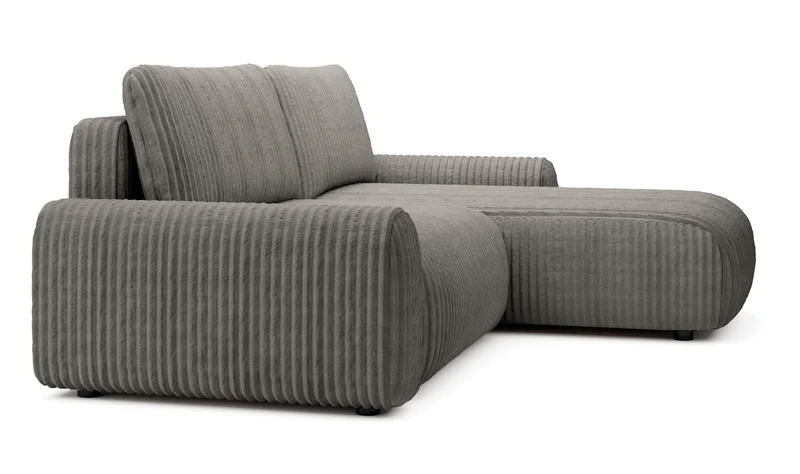 Ecksofa mit Schlaffunktion Lelu, universell L-förmig, mit Stauraum, dunkelbeige Cord