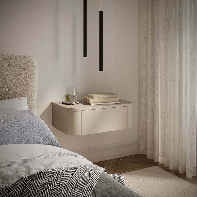 Set aus zwei hängenden Nachttischen Luvio mit Schubladen, 59 cm, Kaschmirfarben