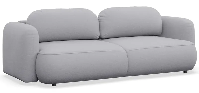 Dreisitziges ausklappbares Sofa Tvoya in hellgrauem Chenille