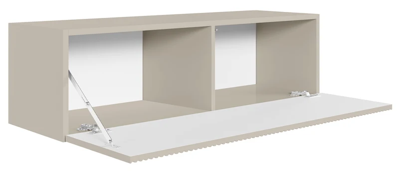 Hängender einflügeliger TV-Schrank Veldio mit geriffelter Front, 100 cm, weiß