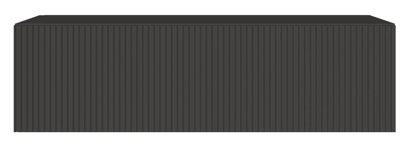 Hängender RTV-Schrank Veldio mit einer Tür, gerillte Front, 100 cm, schwarz