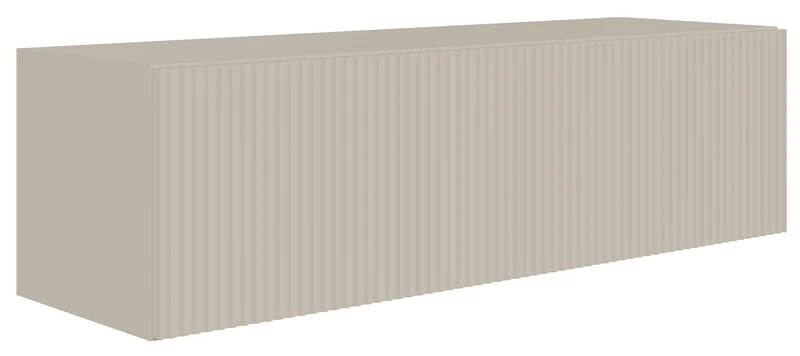 Hängender Veldio TV-Schrank mit einer Tür, gerillter Front, 100 cm, grau-beige