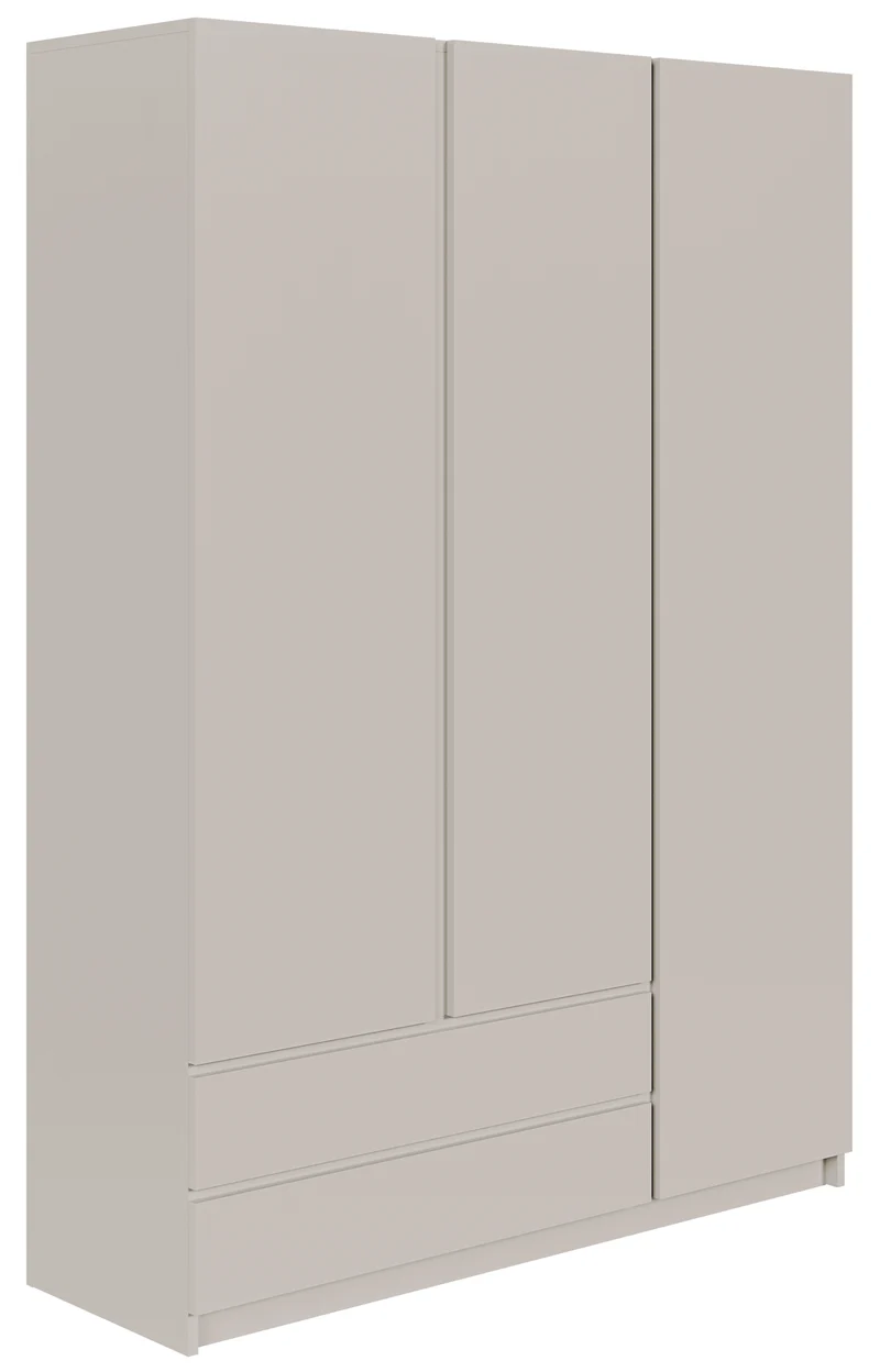 Drehtürenschrank Bemmi mit drei Türen und zwei Schubladen, 150 cm, Kaschmir