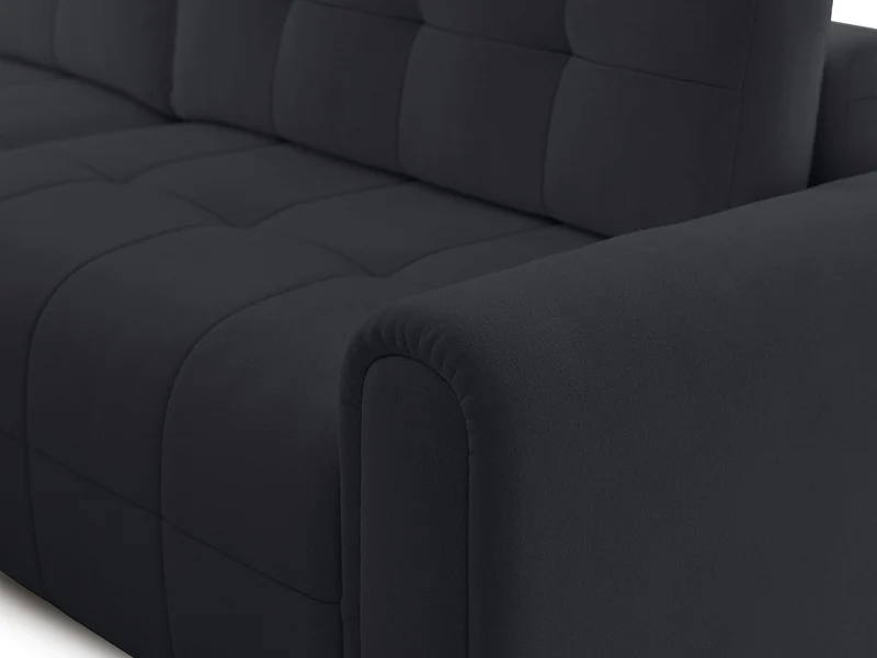 Ecksofa mit Schlaffunktion Simolla, L-förmig, linksseitig, mit Stauraum, dunkelgrauer Chenille-Stoff