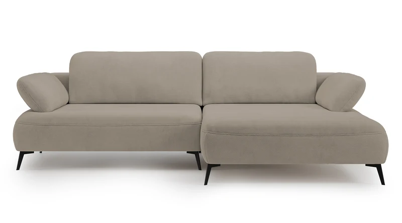 Ecksofa mit Schlaffunktion Avolla, L-förmig, rechtsseitig, mit Stauraum, dunkelbeige, hydrophobes Chenillegewebe