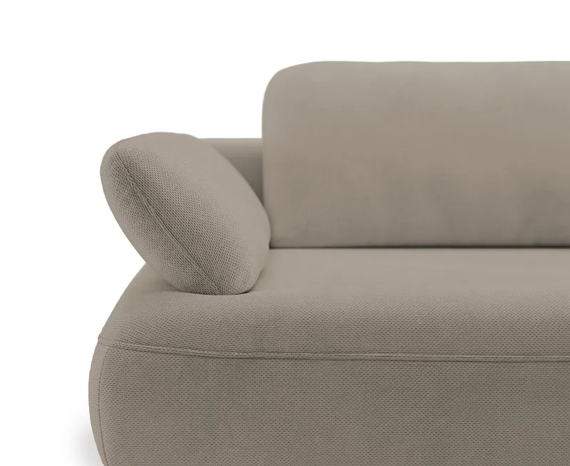 Ecksofa mit Schlaffunktion Avolla, L-förmig, rechtsseitig, mit Stauraum, dunkelbeige, hydrophobes Chenillegewebe