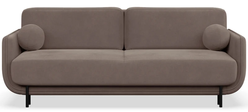 Dreisitziges ausklappbares Sofa Ovals hellbrauner Samt