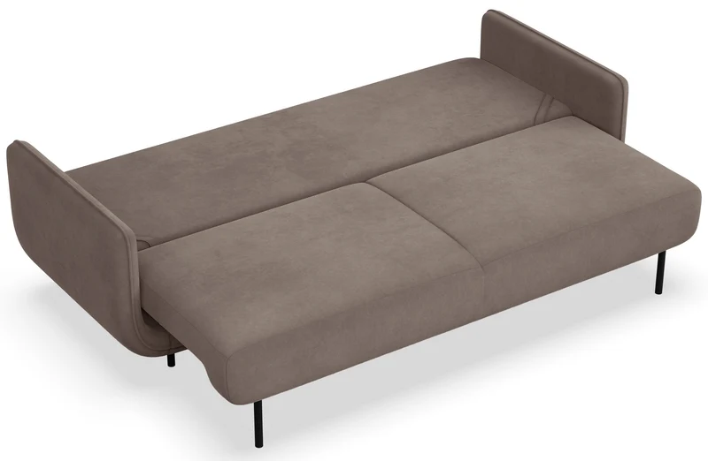 Dreisitziges ausklappbares Sofa Ovals hellbrauner Samt