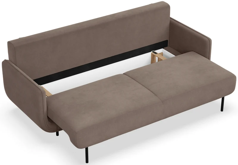 Dreisitziges ausklappbares Sofa Ovals hellbrauner Samt