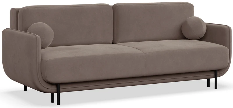 Dreisitziges ausklappbares Sofa Ovals hellbrauner Samt