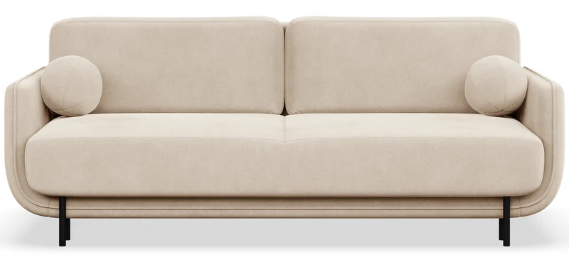 Dreisitziges ausklappbares Sofa Ovals in hellbeigem Samt