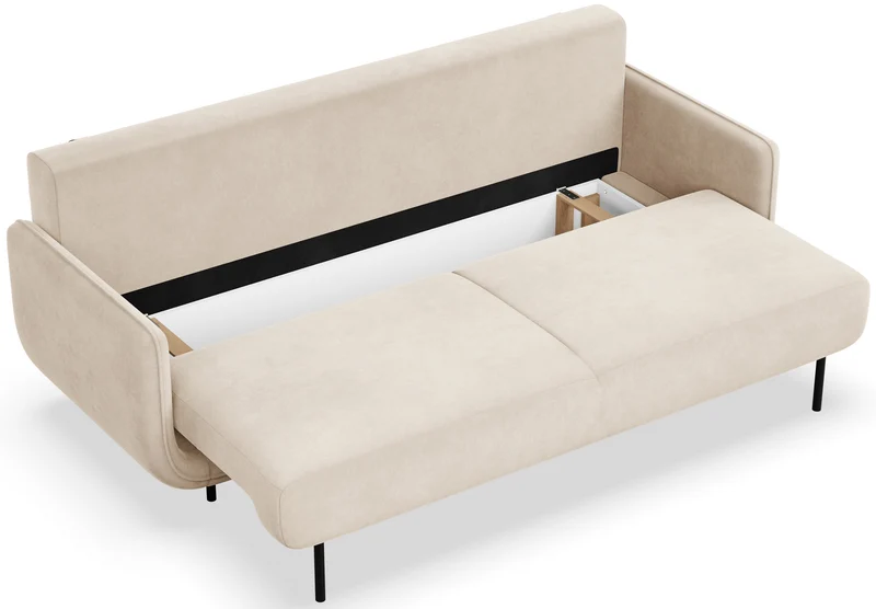 Dreisitziges ausklappbares Sofa Ovals in hellbeigem Samt