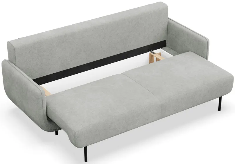 Dreisitziges ausklappbares Sofa Ovals in Hellgrau mit Flechtmuster