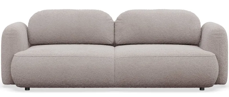 Dreisitziges ausklappbares Sofa Tvoya in grau-beigem Bouclé